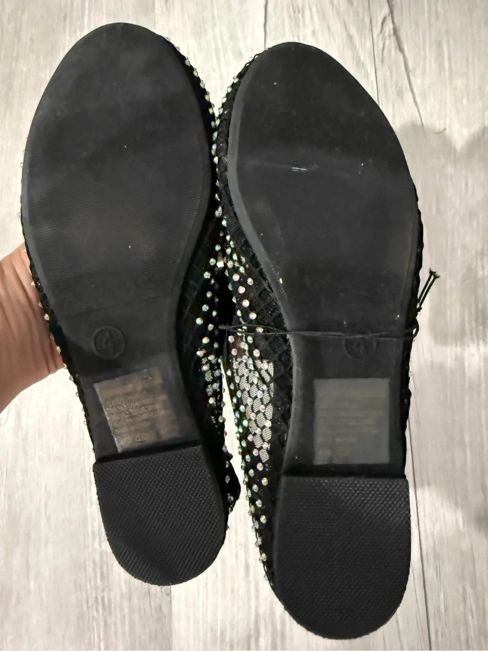 Jellypop Black Girls' Mary Jane Ballet Flats with Iridescent Rhinestones